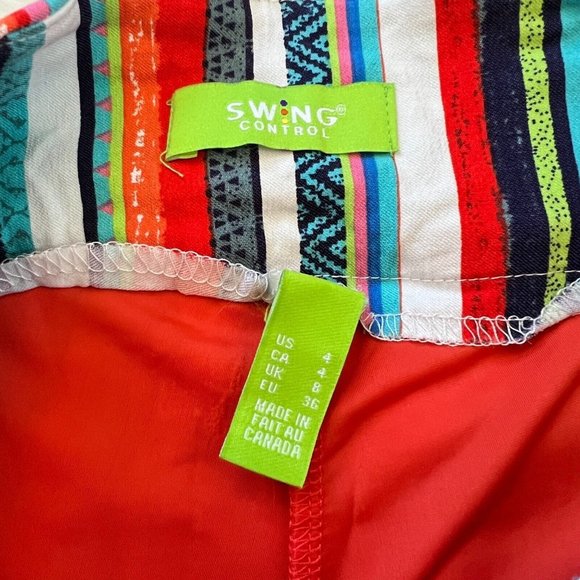 THree Dots Skort Womens Size 4 Multicolor Swing Y2K Stripe Pull On Skirt 13148 - Picture 2 of 11